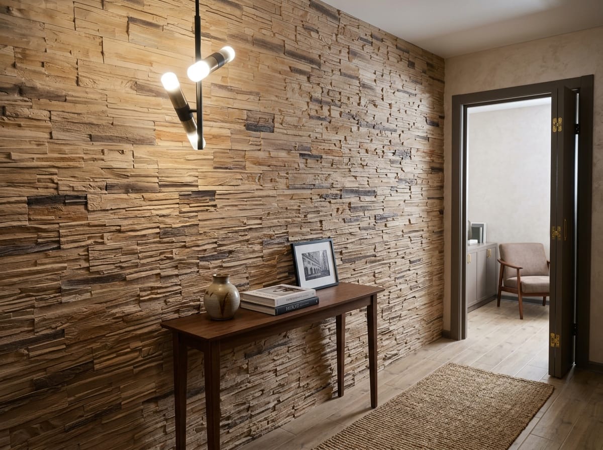 Коридор с декоративным камнем